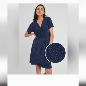 Women's Banana Republic Blue And Black Tshirt Wrap Dress Size XXS